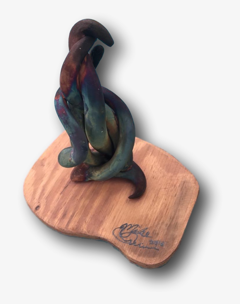 Raku Sculpture With Wood Base - Plywood, transparent png download