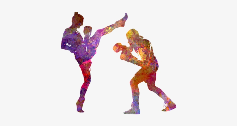 Bleed Area May Not Be Visible - Woman Boxwe Boxing Man Kickboxing Silhouette Isolated, transparent png download