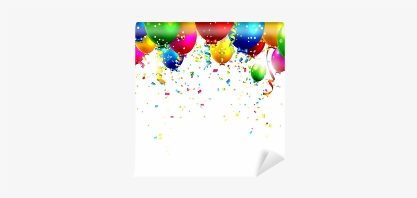 Colorful Birthday Balloons And Confetti - Birthday Balloon Border Vertical, transparent png download