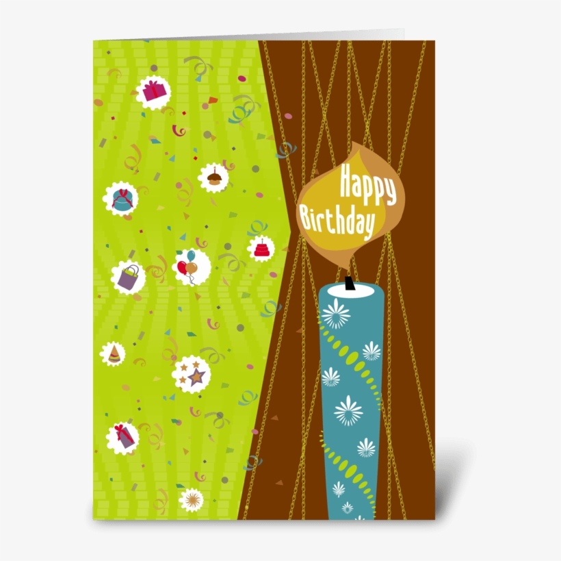Birthday Candle And Confetti Greeting Card - Illustration, transparent png download