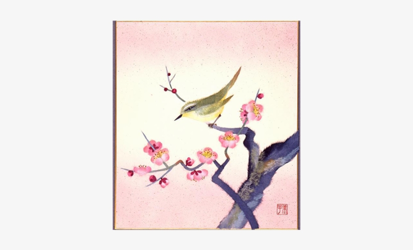 We've Simplified Washi Paper Art For You - Plum Blossom With Bush Warbler, transparent png download
