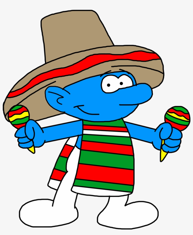 Clipart Mustache Poncho Mexican - Mexican Smurf, transparent png download