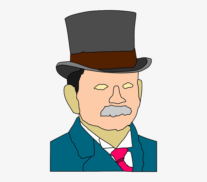 Clothing, Hat, Tie, Moustache, Wearing, Topper - Clothing, transparent png download