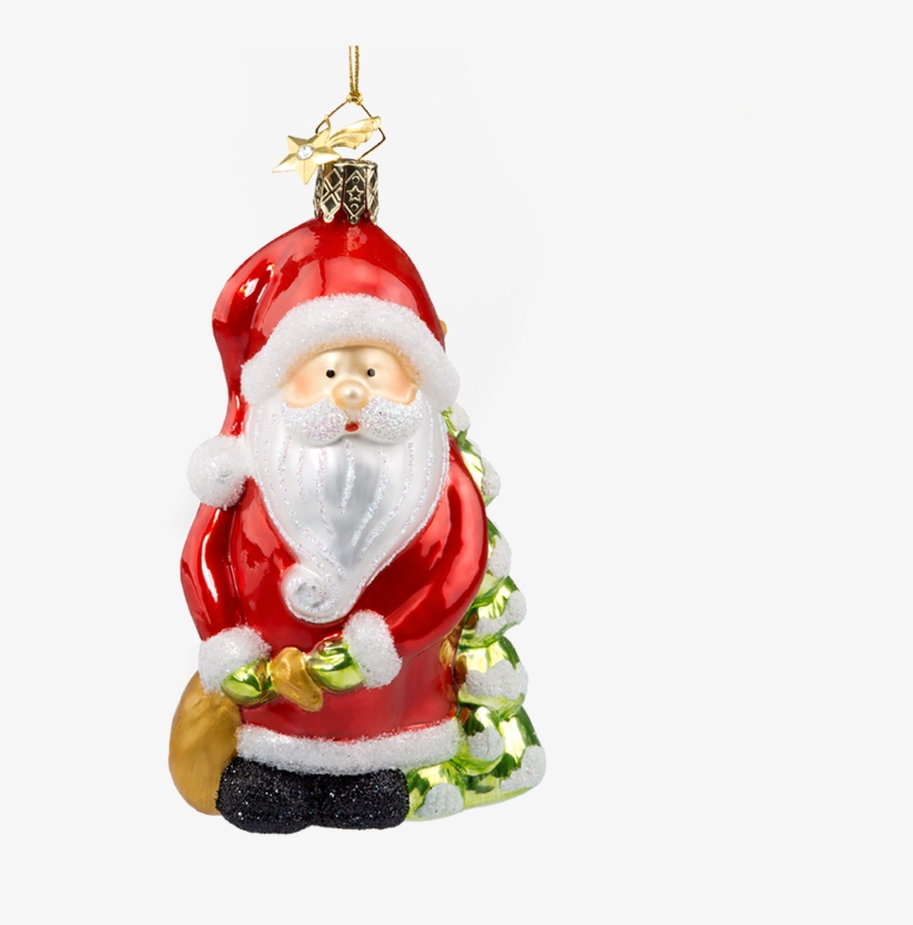Santa With Bag And Snow Cover Tree - Santa Claus, transparent png download