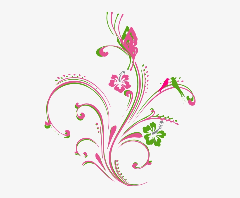 A Flower And Butterfly Png Clip Art - Pink And Green Butterfly, transparent png download