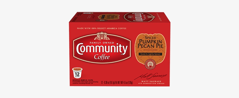 Spiced Pumpkin Pecan Pie Coffee Pods 12 Count Compatible - Community Coffee House Blend Coffee Keurig K Cup, transparent png download