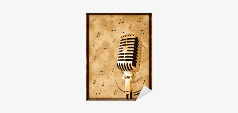 Golden Microphone On Old Background Sticker • Pixers® - Abstract Microphone, transparent png download