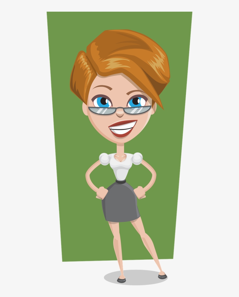 Confident Business Lady - Animated Lady With Glasses, transparent png download
