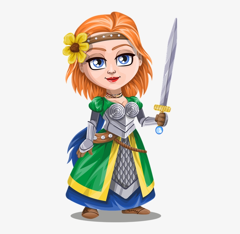 Knight Lady With Sword And Flower - Lady Knight Clipart, transparent png download