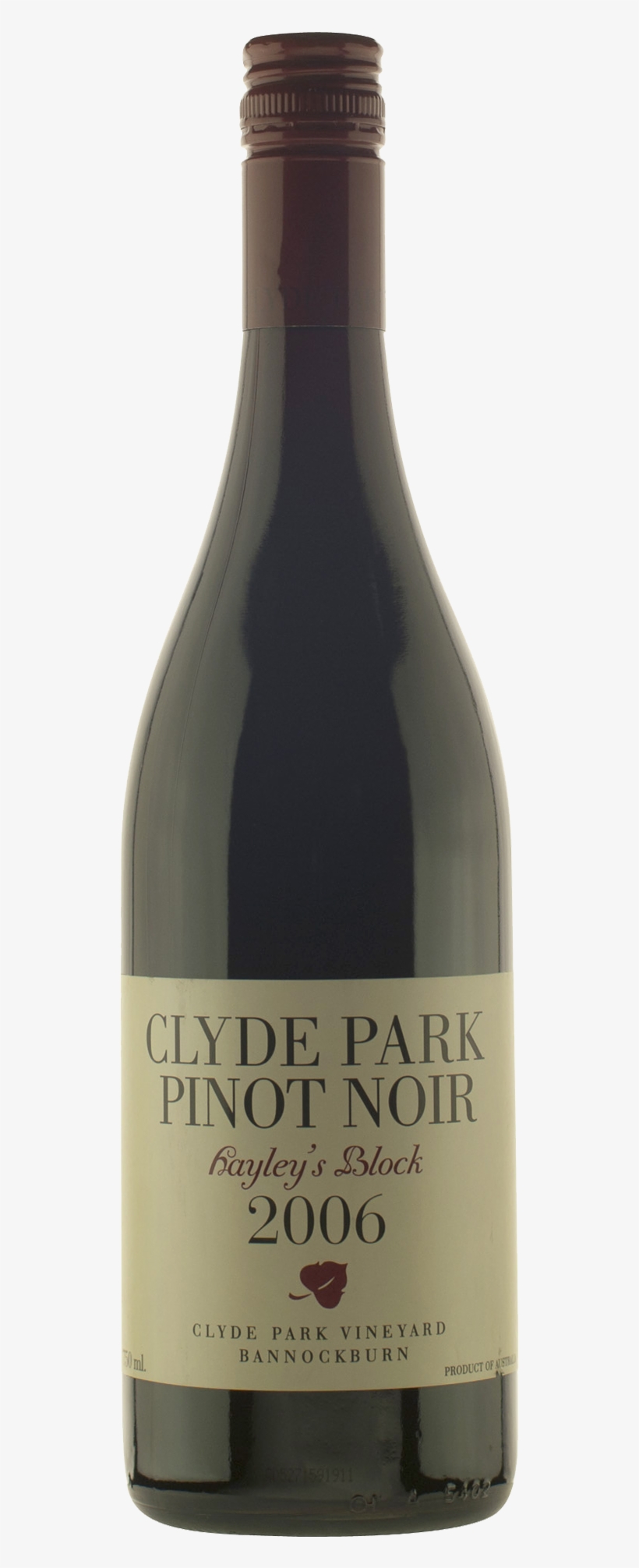 Clyde Park Estate Pinot Noir - Glass Bottle, transparent png download