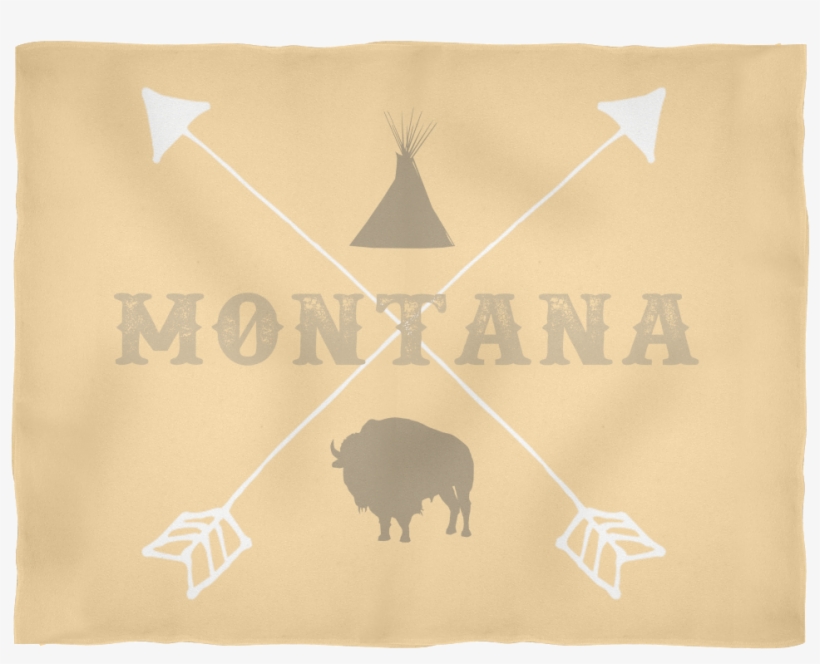 Montana Bison Tipi Crossed Arrows Fleece Blanket - Blanket, transparent png download