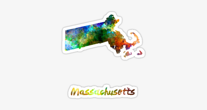 Massachusetts Us State Poster In Watercolor Background, transparent png download