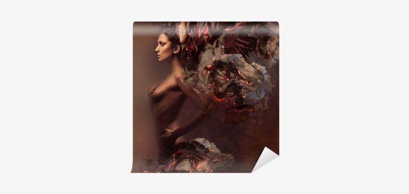Sexy Pretty Woman In Burning Paper Wall Mural • Pixers® - Designart 'sexy Woman In Burning Paper' Graphic Art, transparent png download