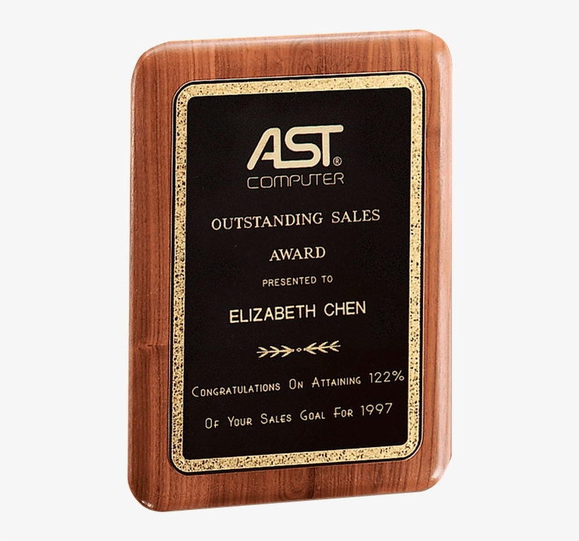 9 X 12 Walnut Plaque With Gold Florentine Border And - Solid American Walnut Plaque With A Precision Elliptical, transparent png download