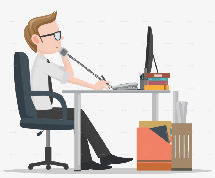 Hombre En Escritorio Dibujo, transparent png download