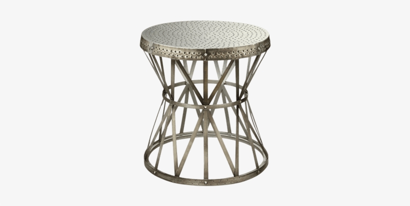 Hammered Nickel Drum Table - Hammered Round Accent Table, transparent png download