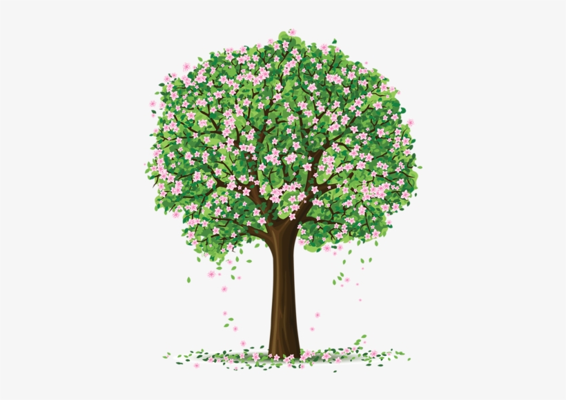 0 8e561 18a1a217 L 1 - Cartoon Tree With Flowers, transparent png download