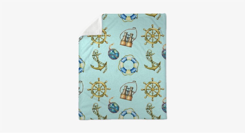 Seamless Pattern With Nautical Elements, Isolated On - Watercolor Painting, transparent png download