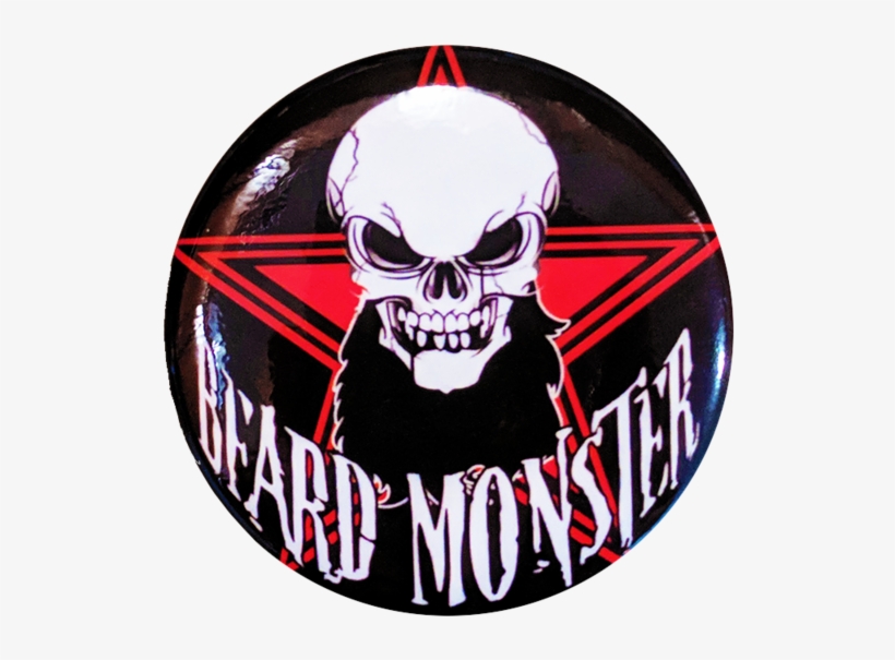 Beard Monster Logo Pinback Button - Alien Skull Rectangle Magnet, transparent png download