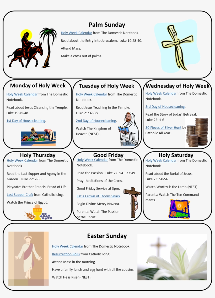 Homeschool Is Where The Heart Is - Calendary Of Holy Week, transparent png download
