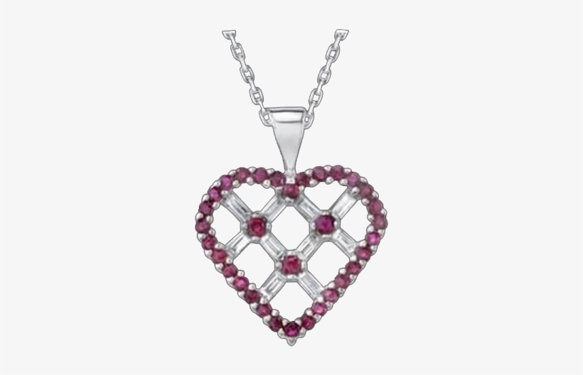14k White Gold 0.96ctw Diamond And Ruby Pendant With, transparent png download