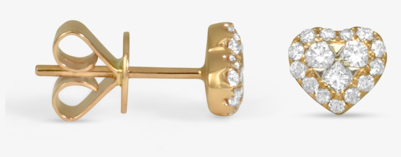 Lady Lovely Rose Gold Diamond Heart Earrings - 14k Yellow Gold Butterfly, transparent png download