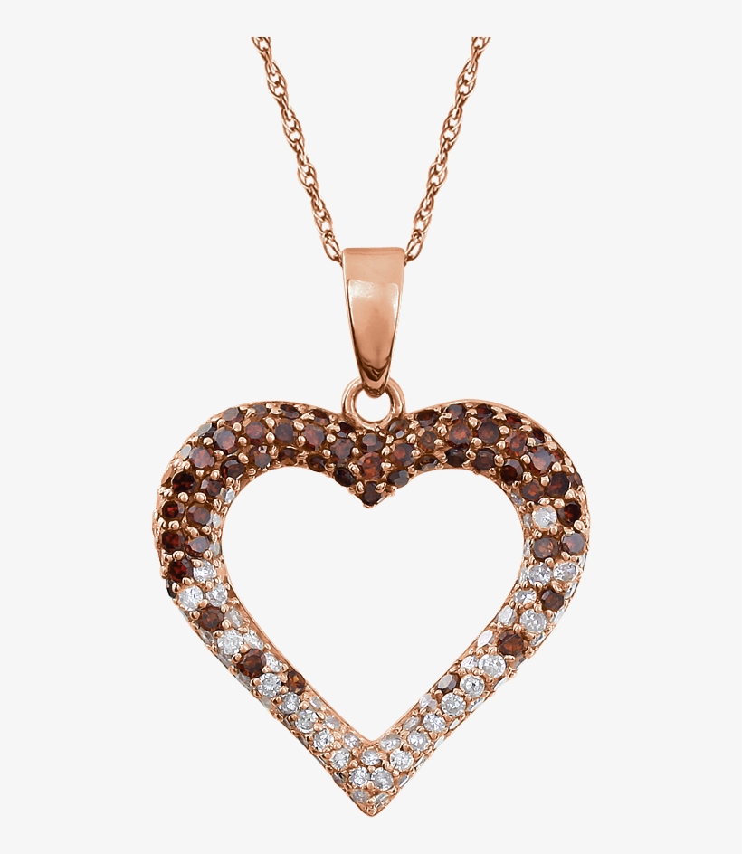 14k Rose 1/2 Carat Diamond Heart Necklace - Rose & White Diamonds 1/2 Ctw Heart Necklace 14kt, transparent png download