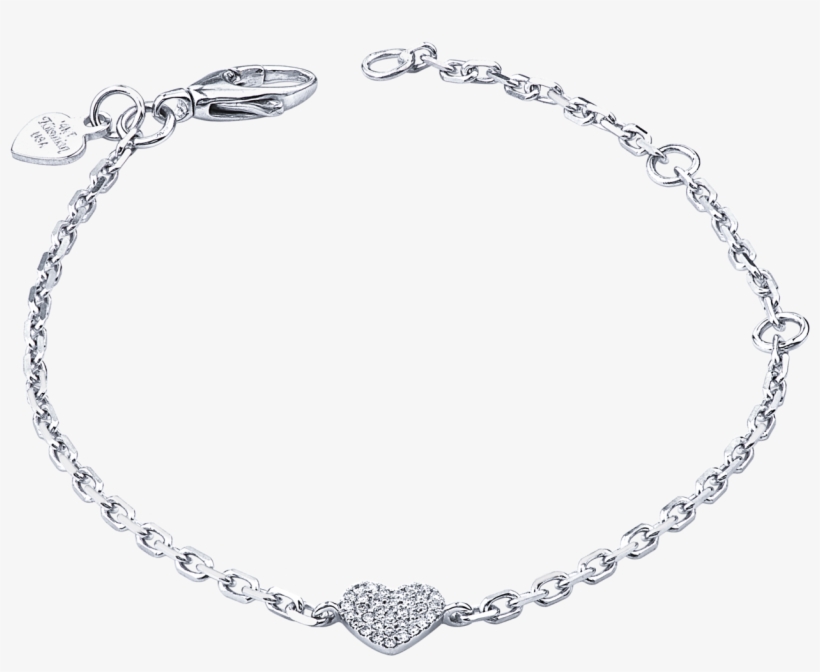 14k White Gold Adjustable Diamond Heart Bracelet 5\ - Bracelet, transparent png download