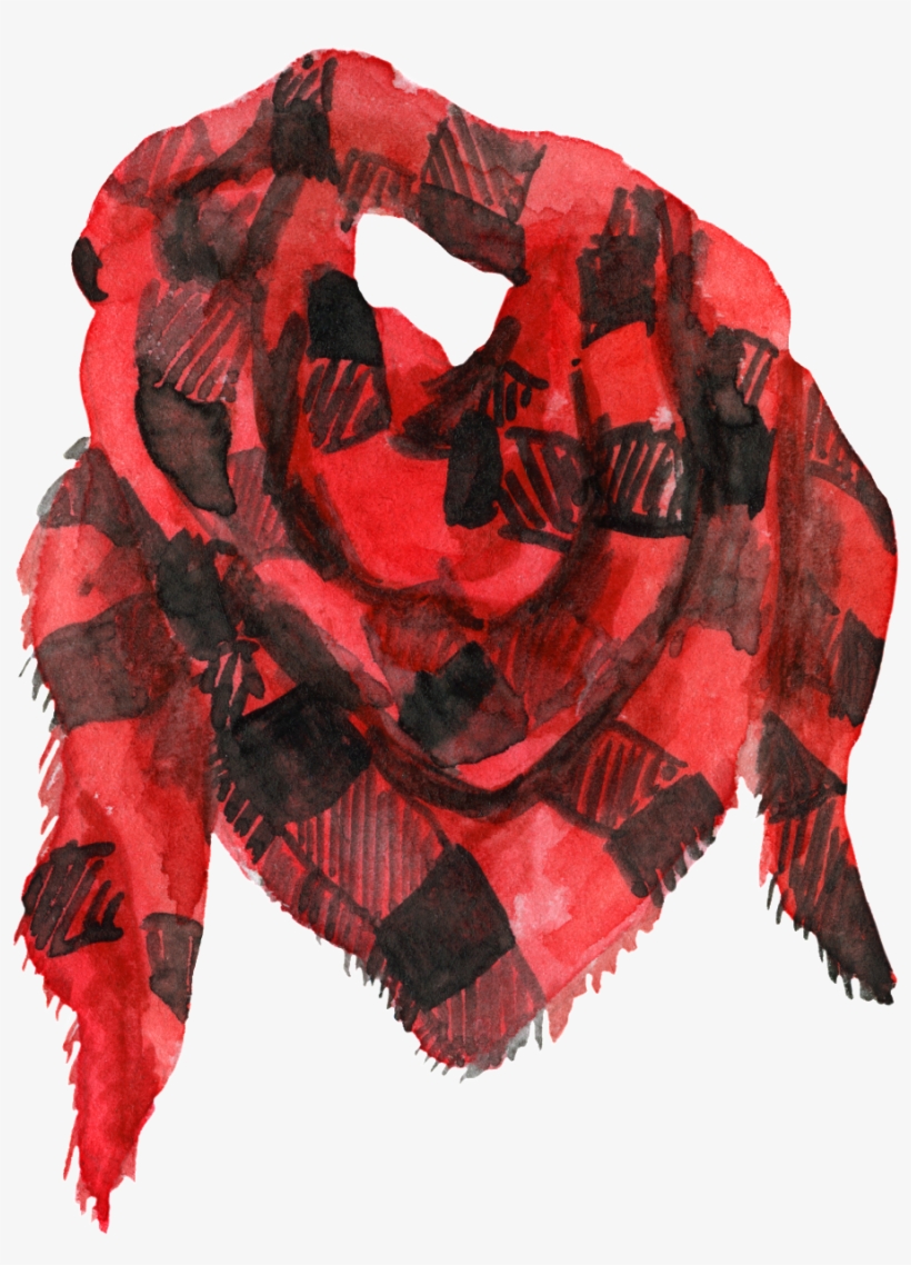 Hand Painted Red Plaid Scarf Png Transparent - Png Bufanda, transparent png download