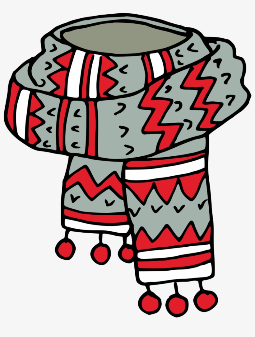 Hand Painted A Gray Red Scarf Winter Transparent Decorative - Scarf, transparent png download