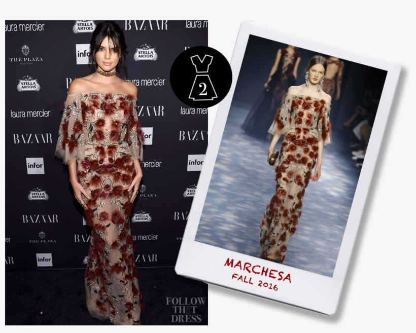 Kendall Jenner In Marchesa Fall - Kendall Jenner Rose Dress, transparent png download