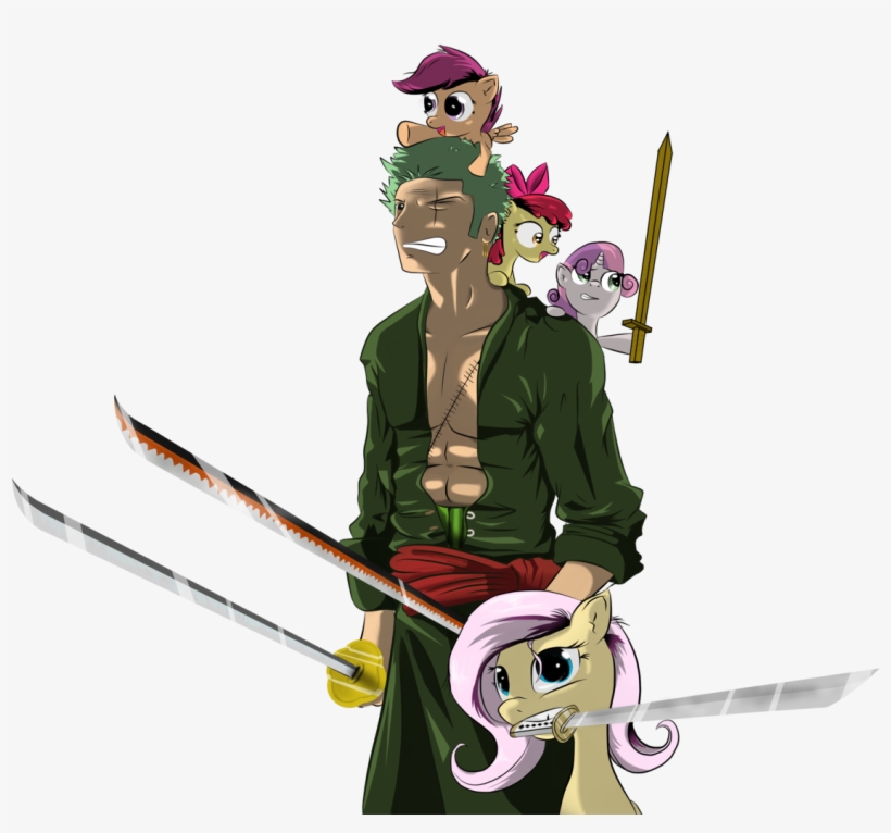 Apple Bloom, Fluttershy, Human, One Piece, Roronoa - One Piece And My Little Pony, transparent png download