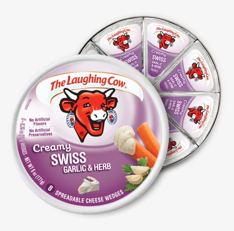 Open Garlic Herb - Laughing Cow Creamy Spicy Pepper Spreadable Cheese, transparent png download