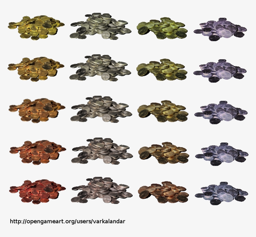 Hjm Stained Coin Piles Copper Silver Gold Mithril Alpha - Reptile, transparent png download