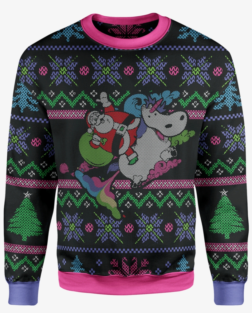 Rainbow Unicorn Christmas Sweater - Unicorn Christmas Sweater, transparent png download