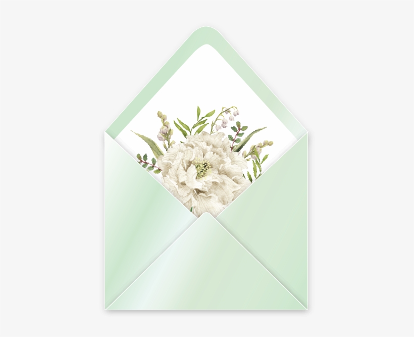White Wedding Envelope Liner Soft Green - 1990-1 Laptop Sleeve - 13", transparent png download