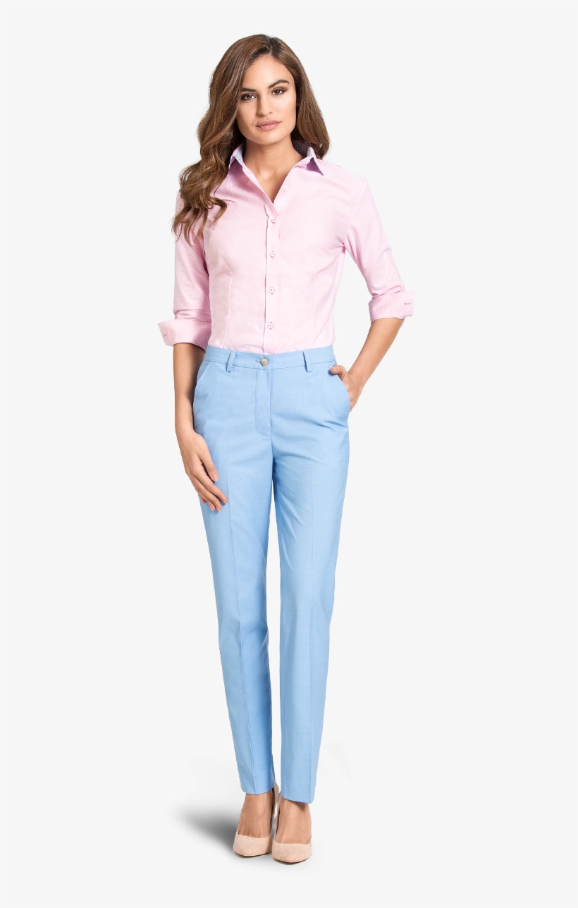 Womens Pale Blue Business Pants - Milanoo.com Winter Ankle Boots Flat Round Toe Metal, transparent png download