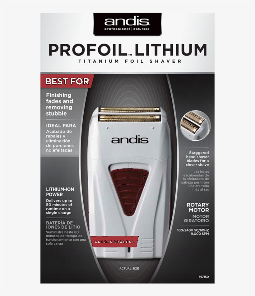 Andis Profoil Lithium Titanium Foil Shaver - Andis Shaver, transparent png download