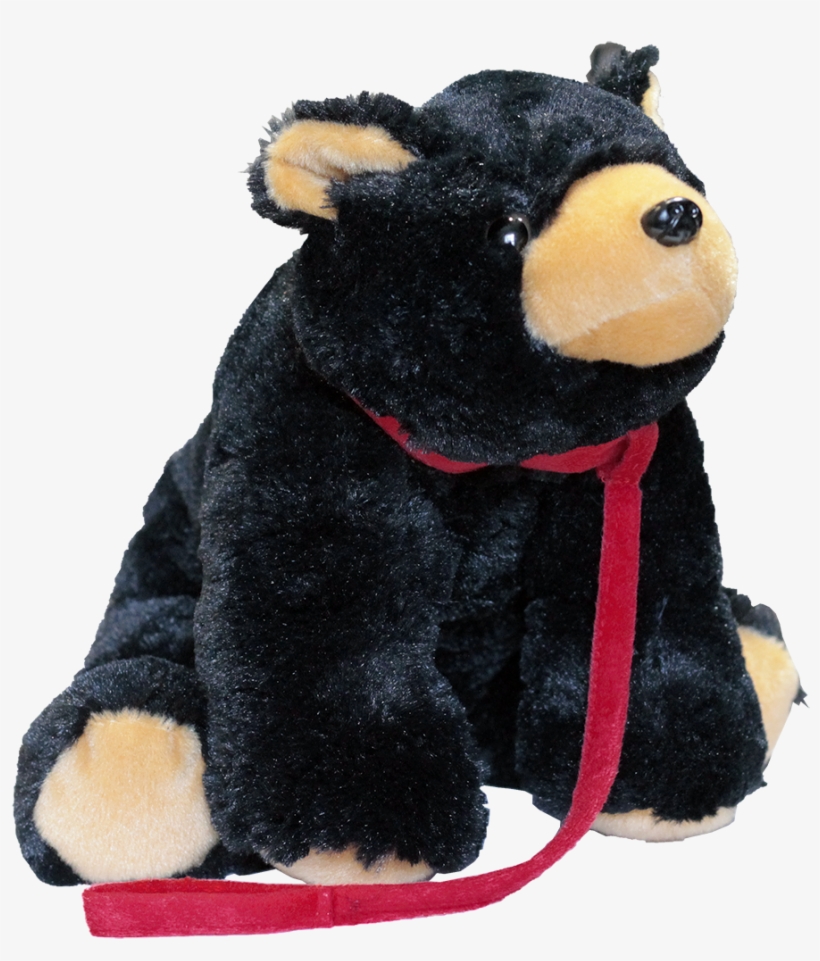 Black Bear With Felt Leash Plush Toy - Stuffed Toy, transparent png download