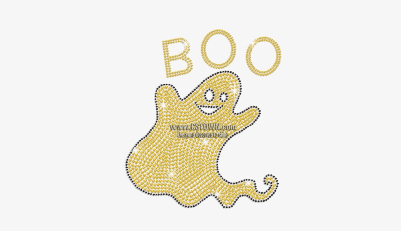 Halloween Ghost Boo Iron On Rhinestone Transfer - Cartoon, transparent png download
