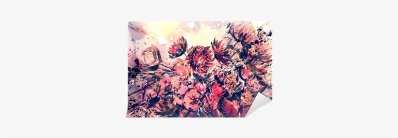 Drawing, Watercolor Bouquet Of Straw Flower Wall Mural - Watercolor Painting, transparent png download