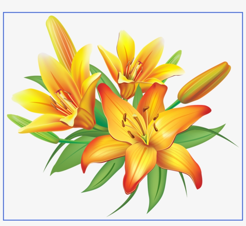 Awesome Yellow Flowers Decoration Png Image Of - Lilies Clipart, transparent png download