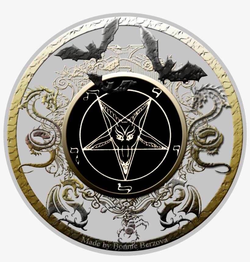 Baphomet With Dragons And Bats Pale Grey - Baphomet, transparent png download