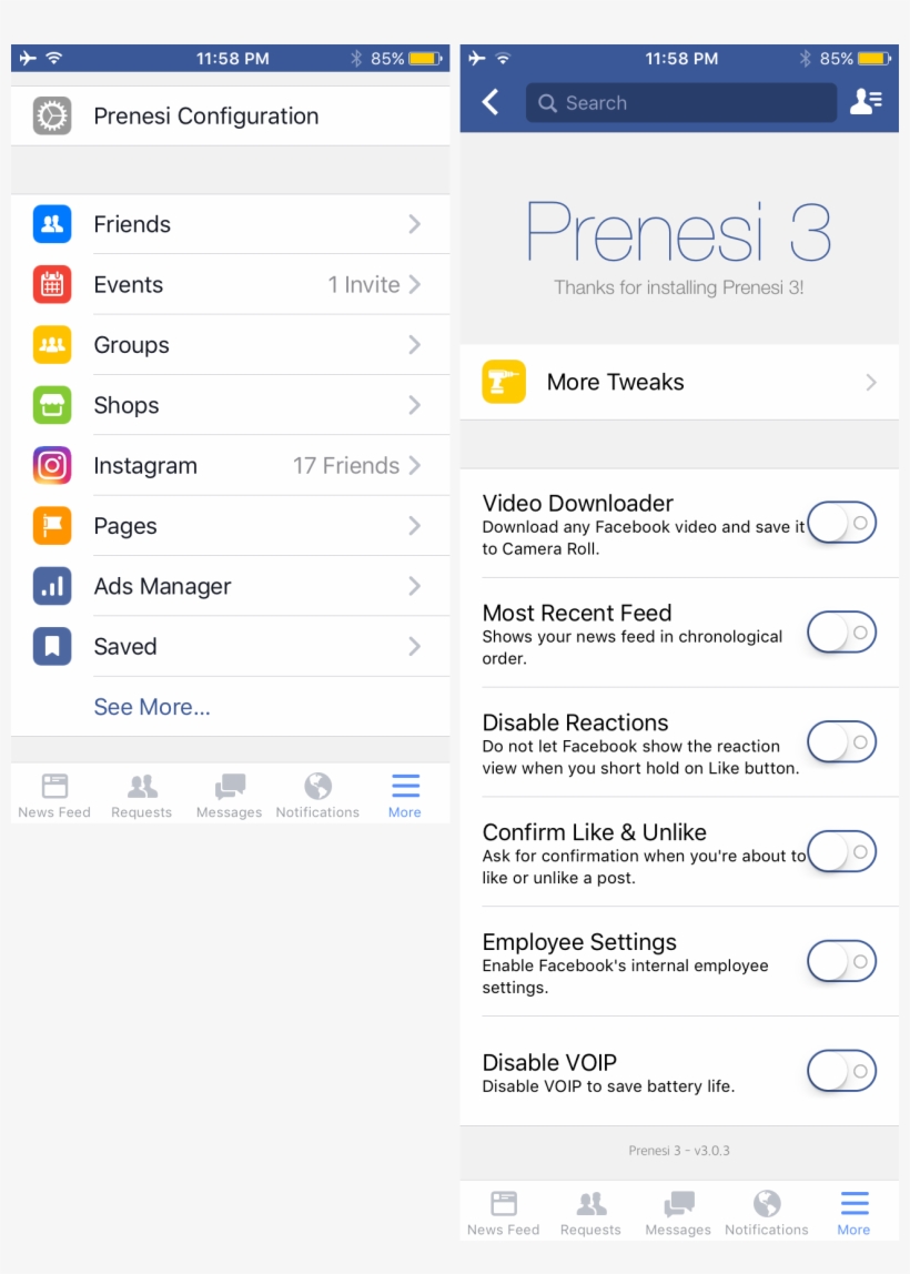 Prenesi 3 Facebook In App Settings - Facebook App More, transparent png download