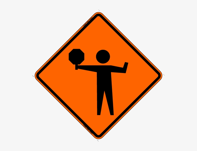 Flagger W/ Paddle (rus) - Construction Flagger Sign, transparent png download