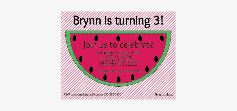 Watermelon Invite-03 - Watermelon, transparent png download