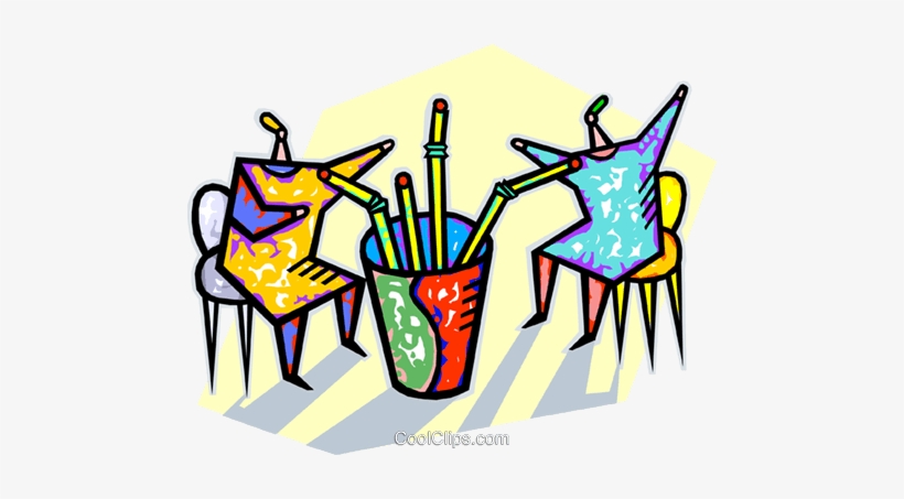 Two People Drinking From Straws Royalty Free Vector, transparent png download