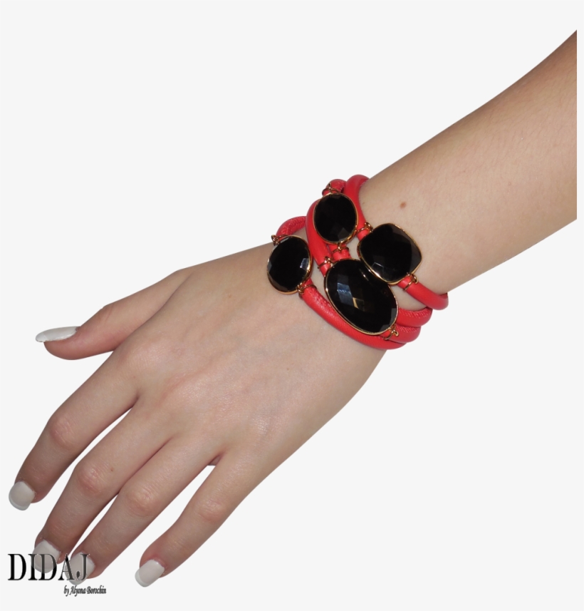 Didaj Red Italian Wrap Leather Bracelet With Faceted - Bracelet, transparent png download