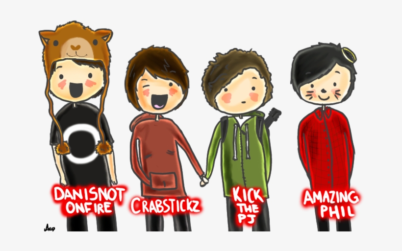 The Fantastic Foursome Dan Phil Chris And - Dan And Phil Chris, transparent png download