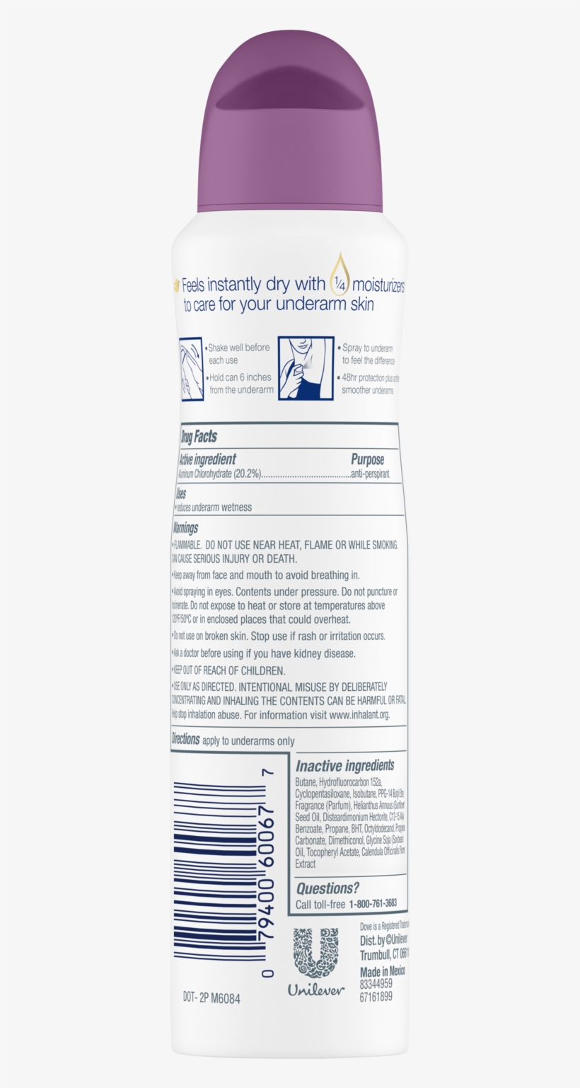 Dove Antiperspirant Dry Spray, transparent png download